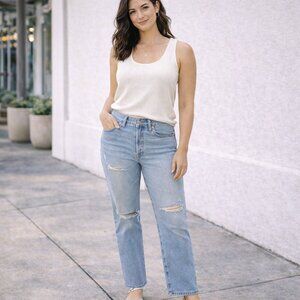 Madewell SZ 32 The Perfect Vintage Jean in Coney Wash: Destroyed Edition